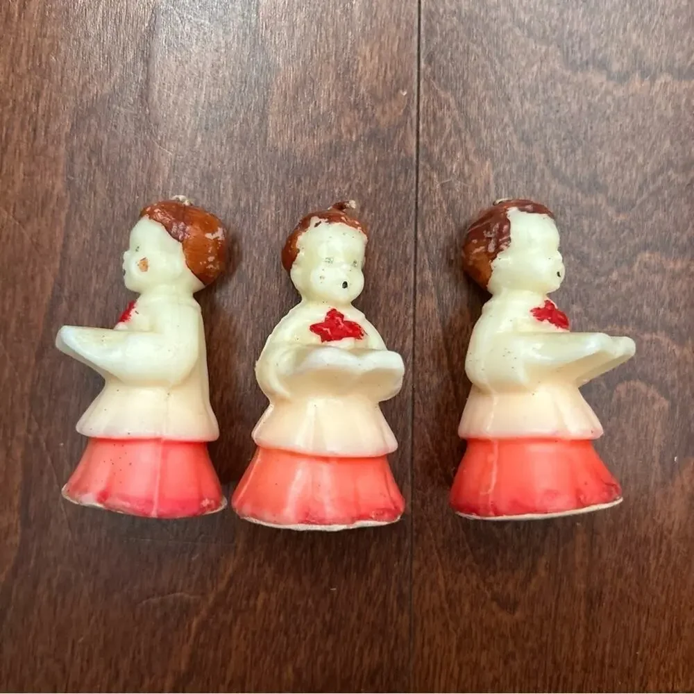 Vintage 50s Gurley Tavern Choir Boy Candles, Set of Five, Three Small/Two Large
